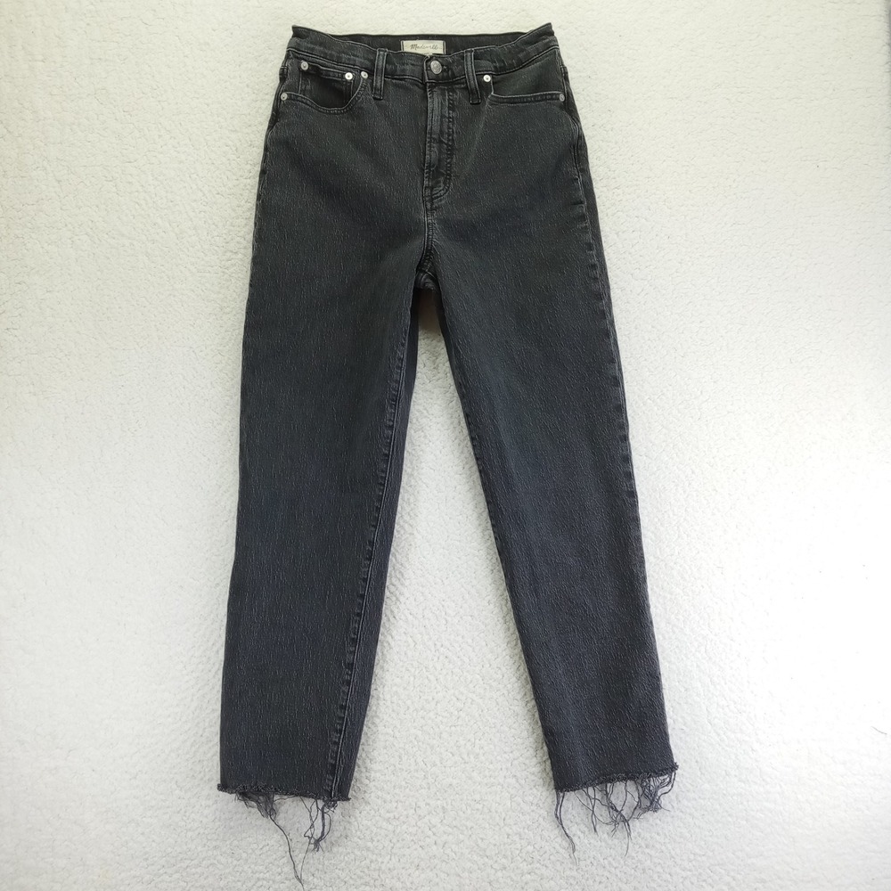 Madewell The Perfect Vintage Straight Jean Faded‎ Black Raw Hem 28 CKP462580734